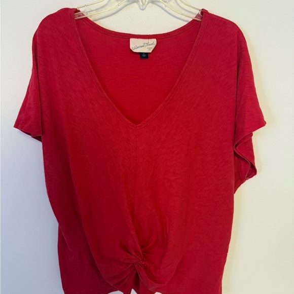 Universal Thread Red Short Sleeve Tie Front T-Shirt - Picture 1 of 5
